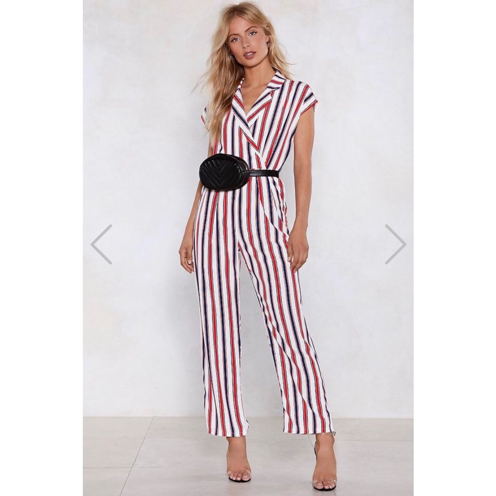 NWT NastyGal Stripped Jumpsuit